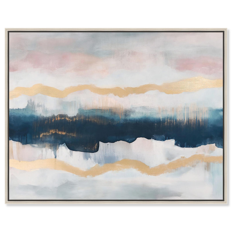 «Indigo Tides», reproduction d'art sur toile par Art Remedy, H 25 po x l 31 po, Cadre argenté