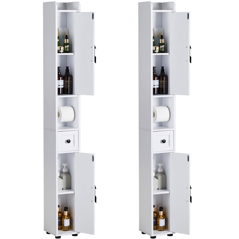 2 Pack Tall Narrow Display Rack, Freestanding Bathroom Storage Cabinet