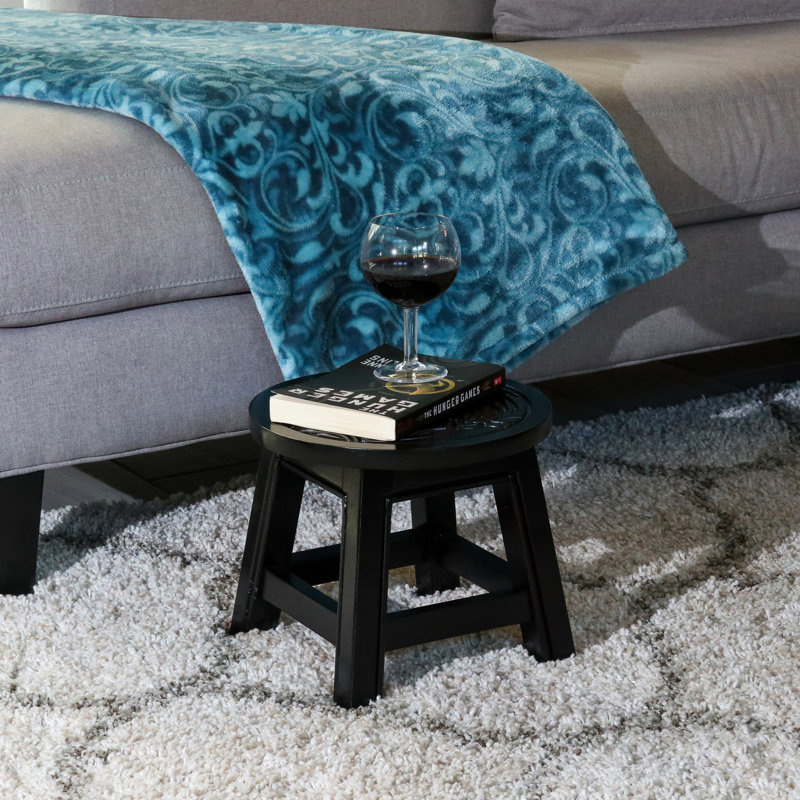 Hardwood Stool With Floral - Functional For Ottomans & Footrests Wooden Stool, Versatile And Footrest Playrooms, Espresso