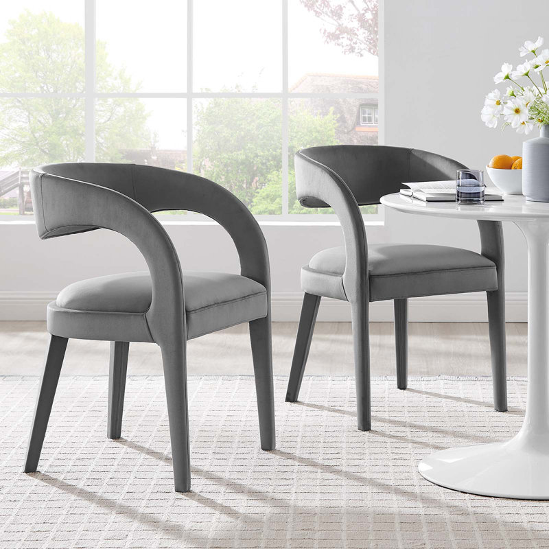 Modway Pinnacle Boucle Upholstered Dining Chair, Velvet Gray