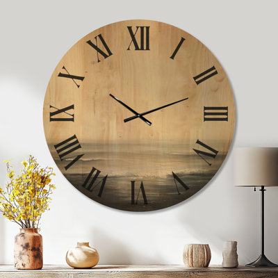 Vague solitaire déferlante - Grande horloge murale côtière, imprimée sur bois