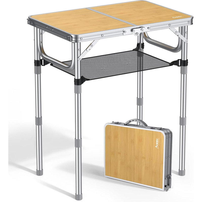 Table de camping pliable, 3 petites tables pliantes en aluminium réglables avec poignée de transport, portables, pour l'extérieur