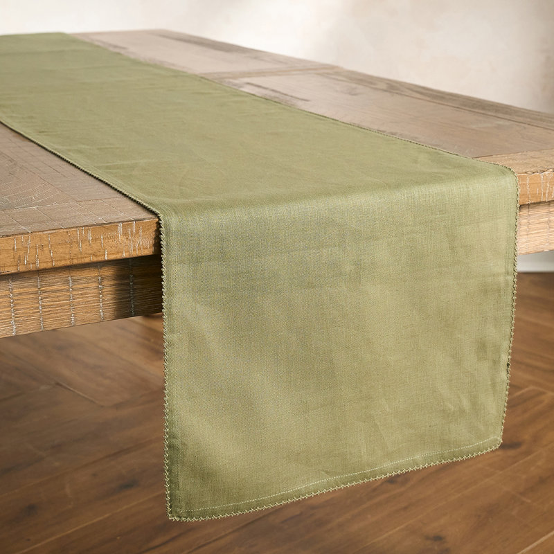 Berry Scallop 18" x 90" Table Runner, Sage