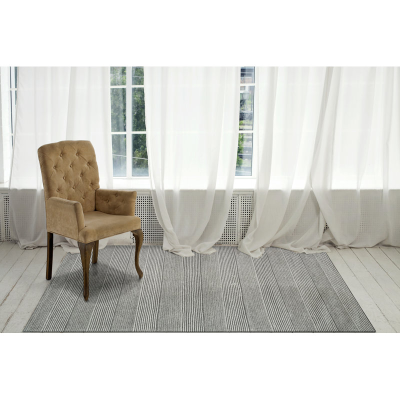 Tapis gris tissé à la main Sharice, Rectangle de 5 pi x 8 pi