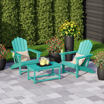 Ensemble de chaises d'extérieur en poly Adirondack avec table basse