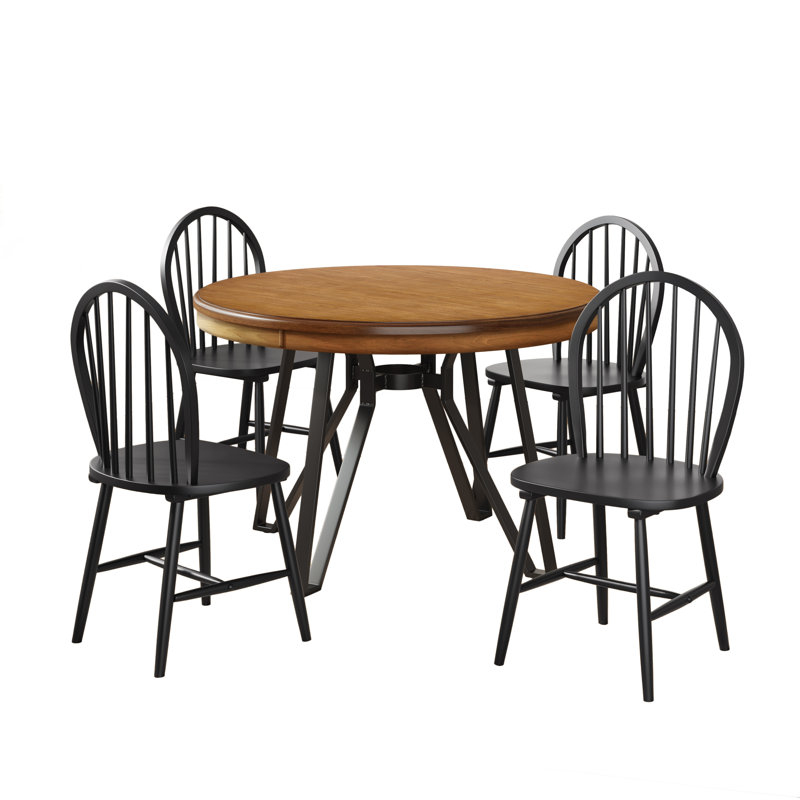 Vidrine 5-Piece Wood Dining Set, Light Brown, Black