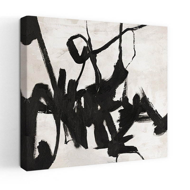Art moderne minimaliste abstrait Playblack 1, H 36 po x l 36 po