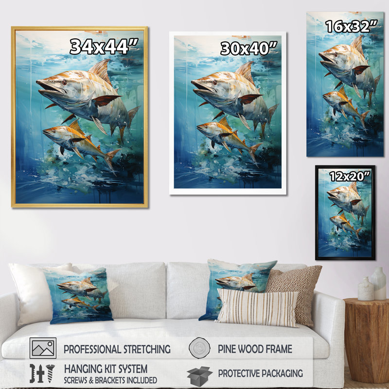 Fishing Majestic Marlins II " Fishing Majestic Marlins II ", 44" H x 34" W x 1.5" D, Silver Picture Framed