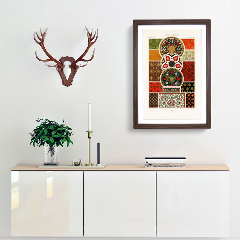 Indo-Persian Themed Patterns by Albert Racinet - Framed Print, 60cm H x 40cm W x 2cm D, Walnut