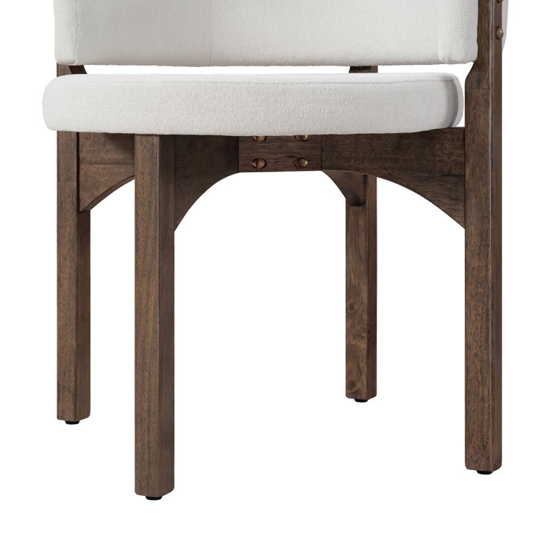 Chaise de salle à manger rembourrée Heston de style moderne du milieu du siècle, avec dossier ajouré incurvé et pieds en bois d'hévéa