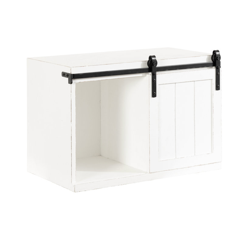 Table d'appoint flottante avec rangement Prescott, Blanc