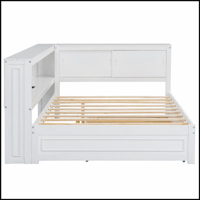 Wood Daybed with Storage Shelves, USB, LED, and Trundle for Modern and Functional Living