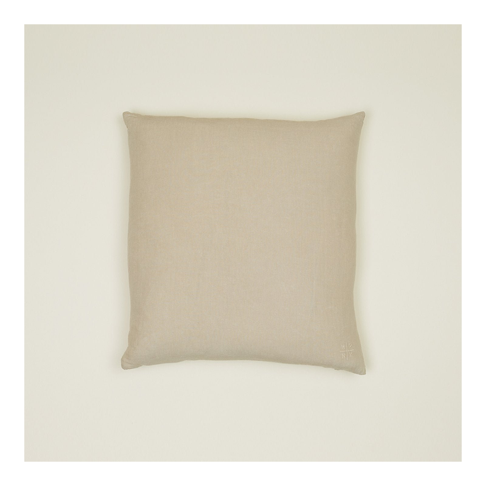 Simple Embroidered Linen Throw Pillow, Flax, Square 22"