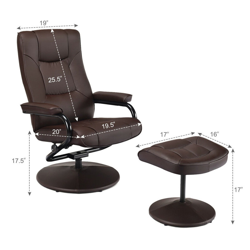Fauteuil inclinable pivotant l 19,5 po Caide, Brun