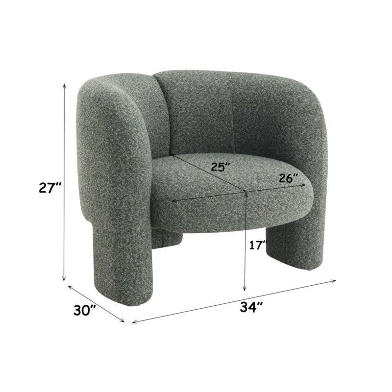 Chaise d'appoint en tweed Pemba avec coussins en duvet et structure en bois durable, parfaite pour le confort et le style