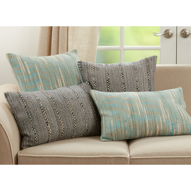 Black and White Striped Cotton Throw Pillow Cover