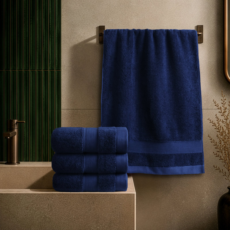 Essuie-mains 100% coton de qualité supérieure 4 paquets, 700 g / m², ultra doux et absorbant, Marine, 4 Packed