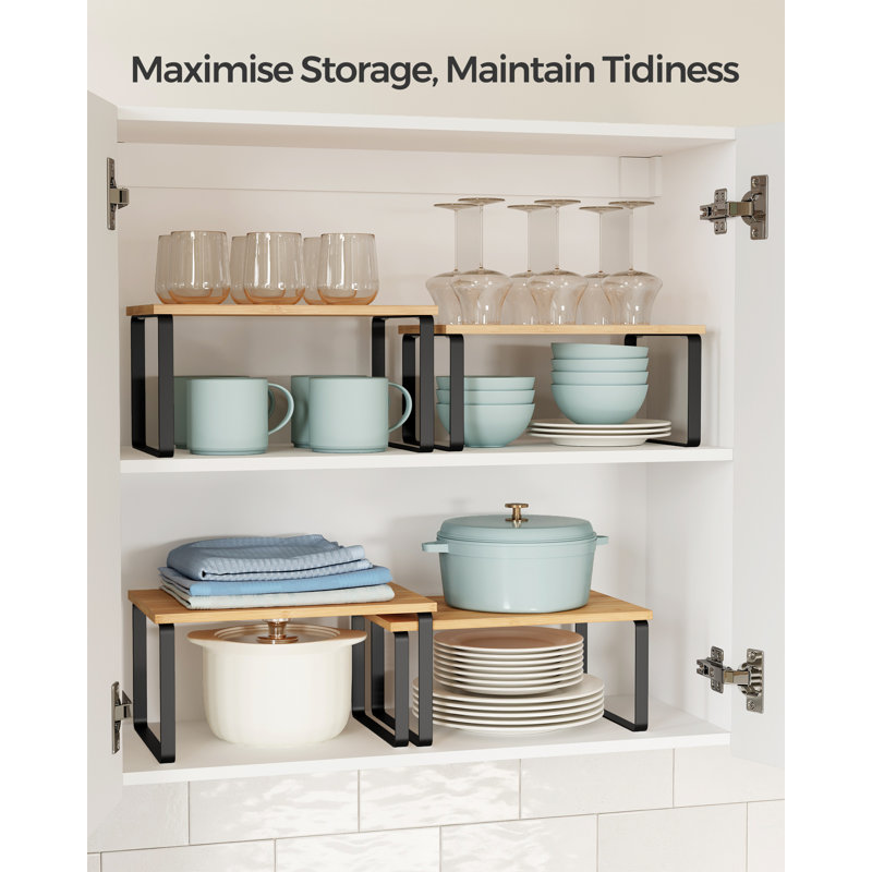 Frame Mounted Spice Rack with Adjustable Racks, Natural/Black