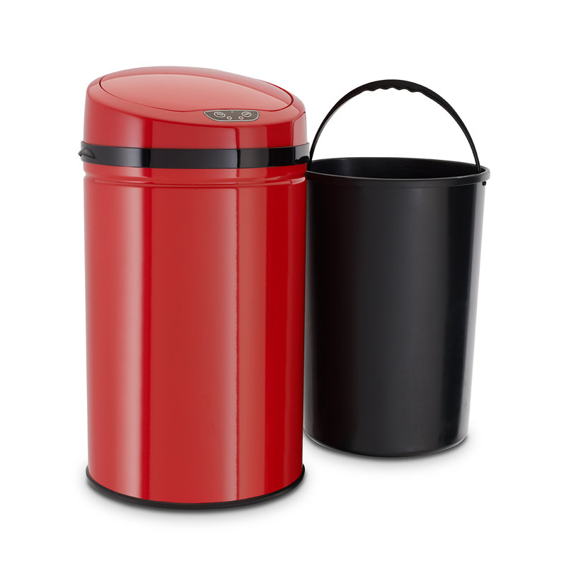 Stainless Steel 30 Litre Motion Sensor Trash Can, Inox Red