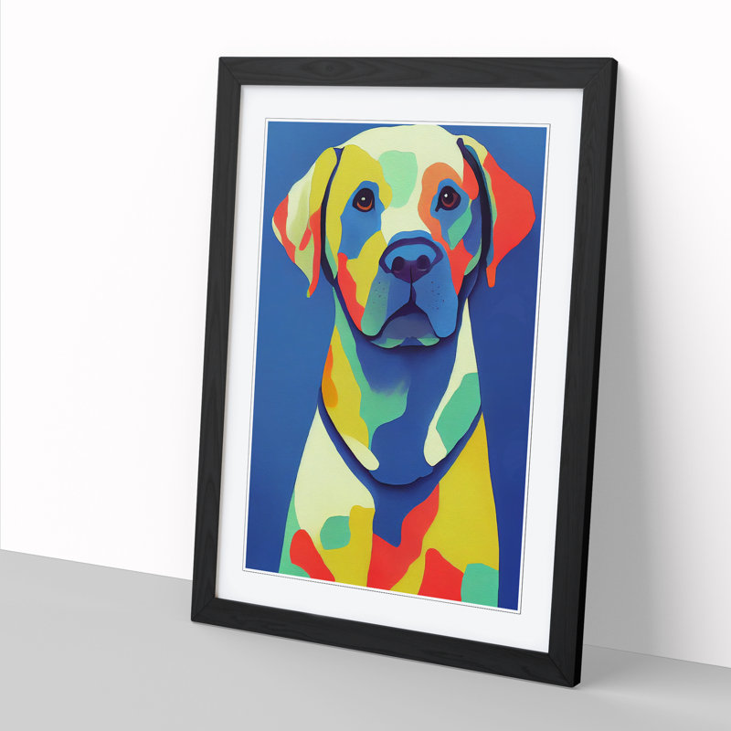 Labrador Retriever Abstract Vol.6 - Picture Frame Print, Black, 64cm H x 46cm W x 2cm D