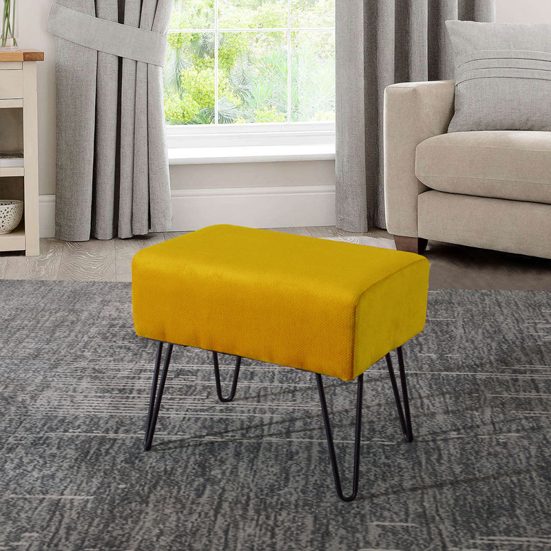 Avilla Upholstered Ottoman, Jojoba Yellow Polyester