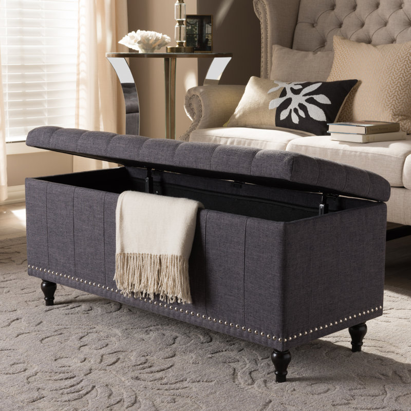 Mirdza Upholstered Ottoman, Dark Gray