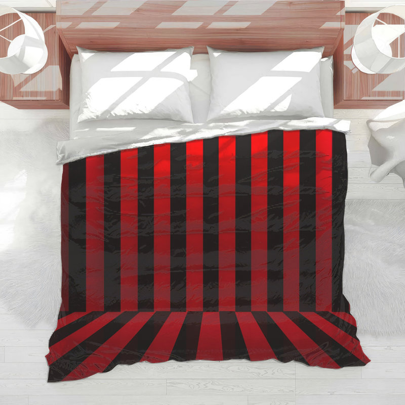 Red Black Stripes Comforter, Twin