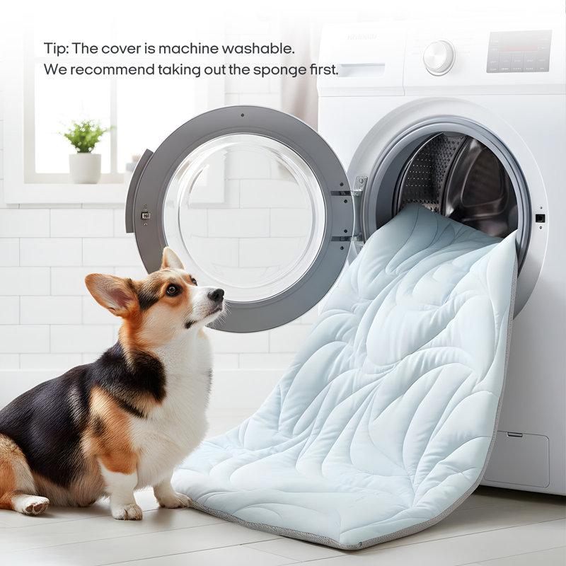 Grand tapis de refroidissement pour chien, coussin de refroidissement pour animal portable lavable, utilisation pliable à l'intérieur et à l'extérieur, 44 po x 32 po
