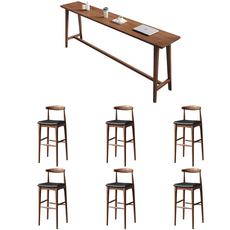 Tables et chaises de comptoir en bois massif, H 41,30 po x l 15,70 po x P 70,80 po, 7