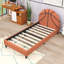 Lit plateforme tapissier simple avec tête de lit de style basketball et pieds centraux