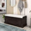 Banc de rangement pour chaussures avec 4 portes, tablettes réglables et coussin amovible pour le salon, le vestibule-1256398842