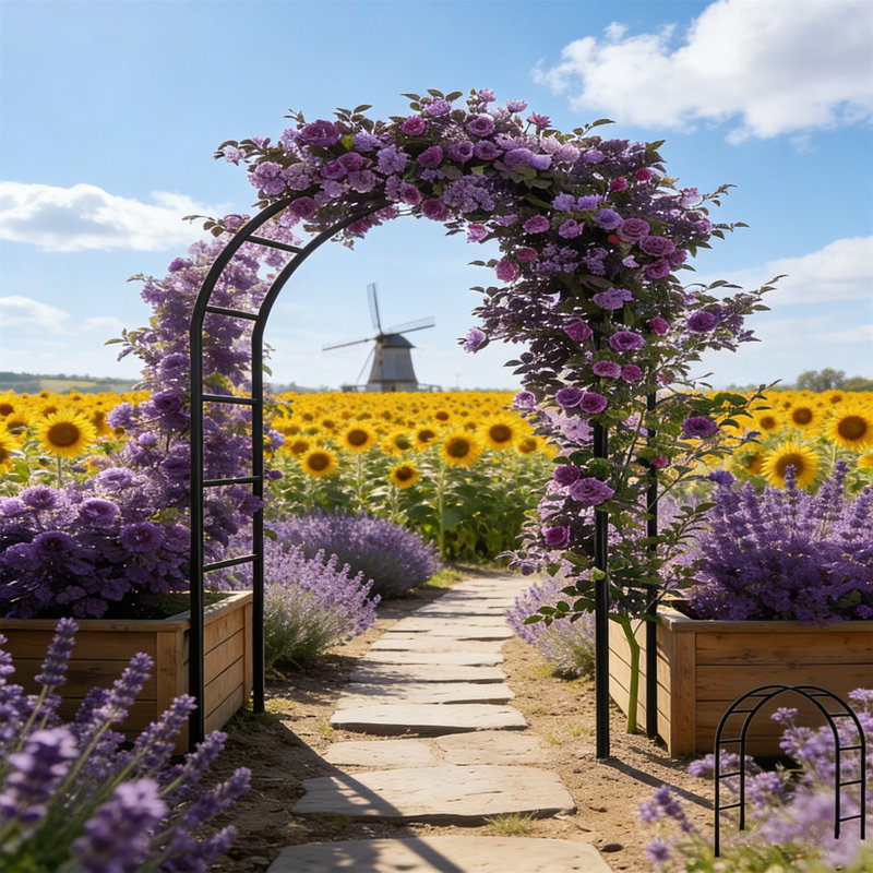 Arche de jardin 7,3 pi - treillis d'extérieur durable pour escalade de roses, glycine, lierre, mariage / allée