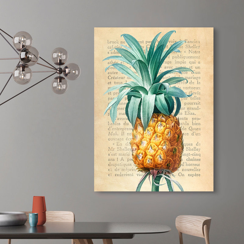 Pineapple, After Redouté by Remy Dellal - Wrapped Canvas Art Prints, 70cm H x 50cm W x 4cm D
