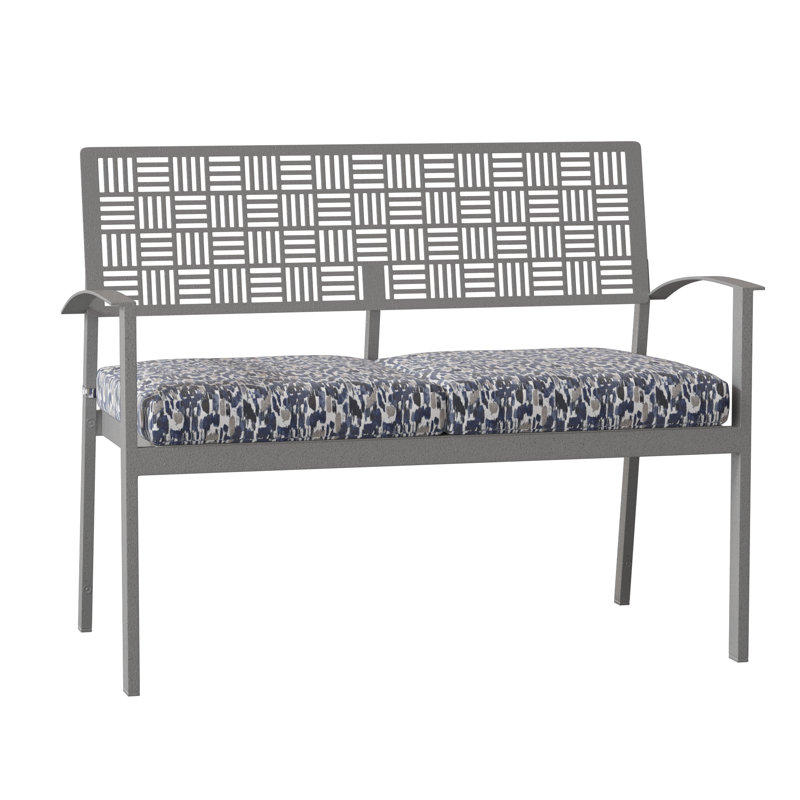 New Century Outdoor Bench, Pewter, Canvas Heather Beige Sunbrella® Canvas