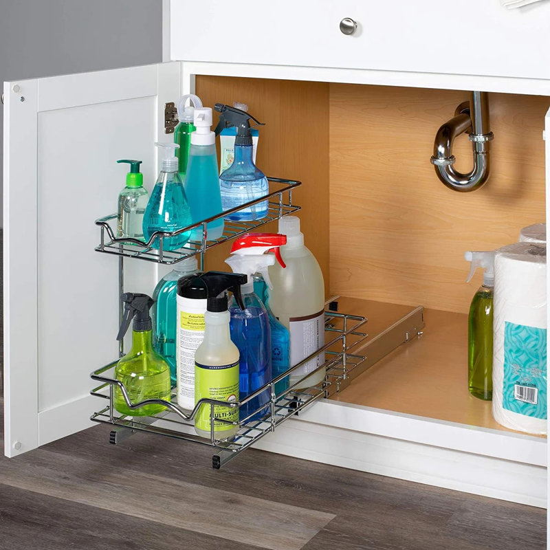 2 Tiers Under The Sink Organizer And Storage Pull Out, 14.63"H x 11.37"W x 18"D