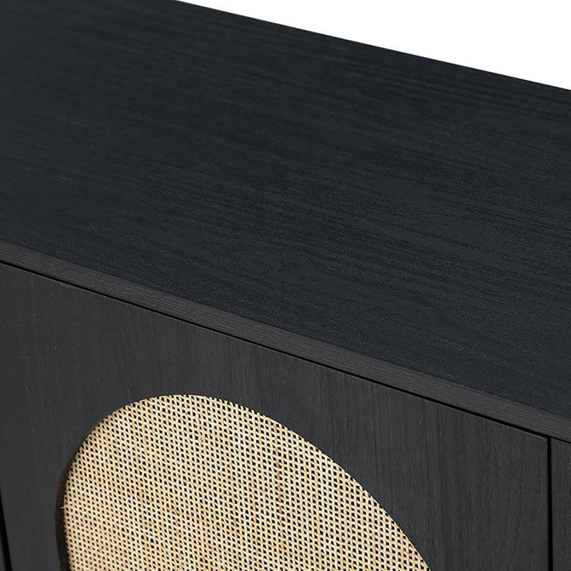 Buffet en bois massif avec meuble télé en bois de pin naturel, Noir