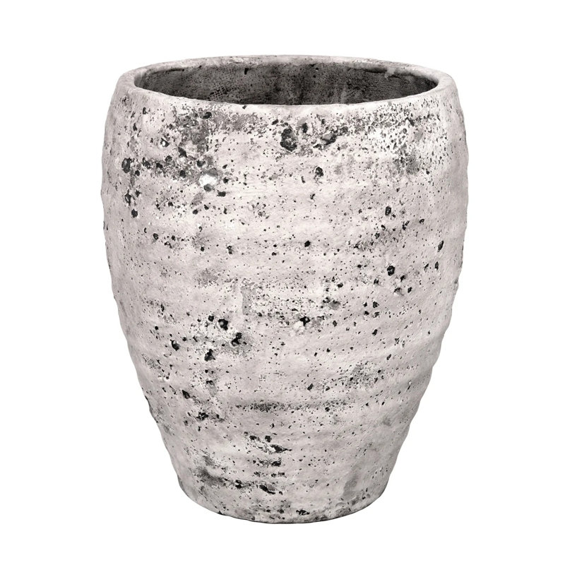 Olya Textured Barrel-Style Cement Planter