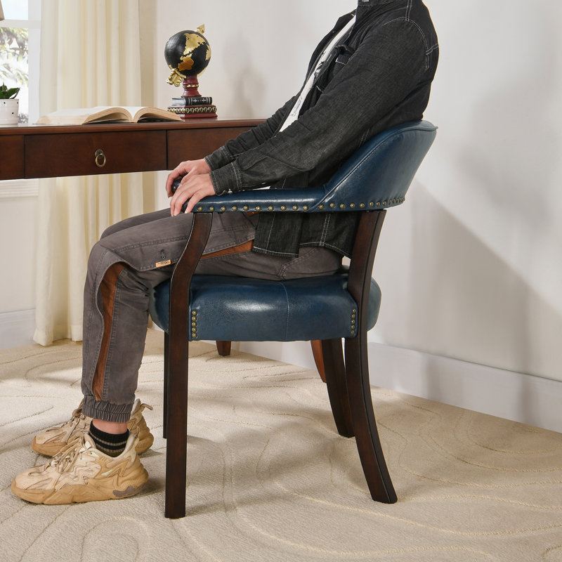 Chaise de salle à manger à accoudoirs capitonnés bleu LUMera Collection, Espresso, Bleu