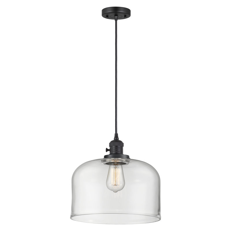 Luminaire suspendu en forme de globe à 1 lumière Analiah, DEL, Clair, Noir mat