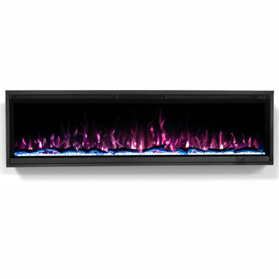 40" Ultra-Narrow Bezel Electric Fireplace Recessed & Wall Mounted Heater, CSA Certified