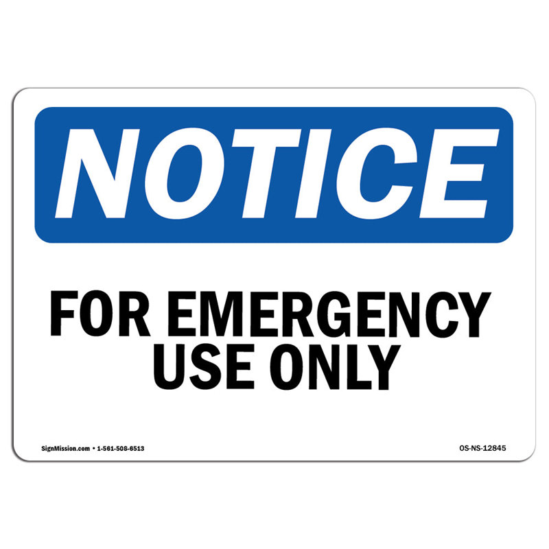 Panneau pour utilisation d'urgence seulement