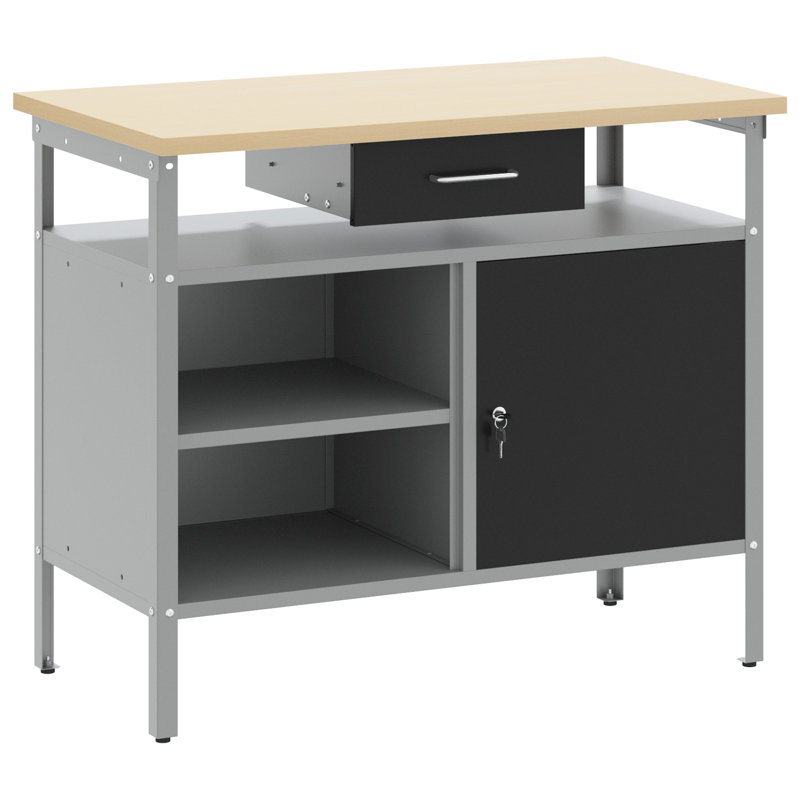 100cm W Steel Top Workbench, Black