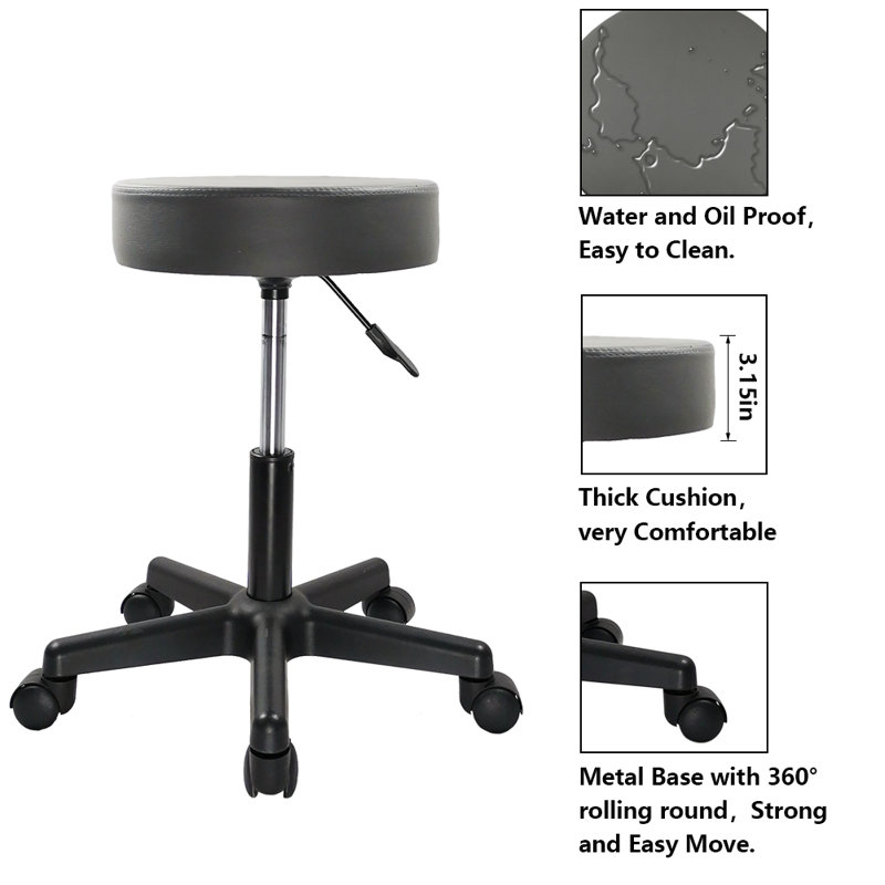 Adjustable Height Ergonomic Stool with Wheels, Gray