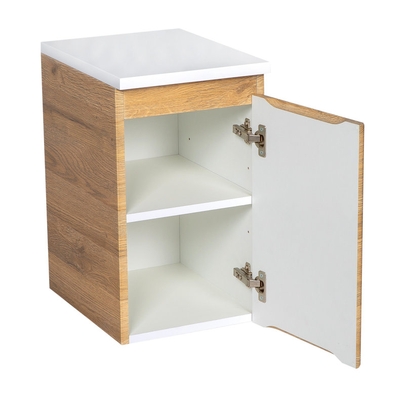 Meuble-lavabo simple 27,3 po avec comptoir en céramique et acrylique Lontson, Teck naturel