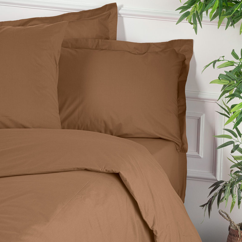Soft 100% Cotton Ranforce Double Quilt Cover, Brown, 78.7 x 78.7 inches | 155 Thread Count, Button Closure | Machine Washable at 86°F | Elegant Bedding for Cozy Bedrooms, Durable and Comfortable Design
