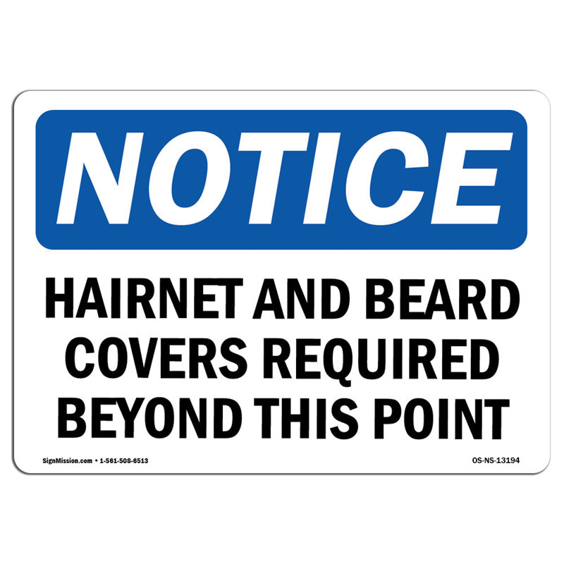 Filets à cheveux et couvre-barbe requis au-delà, H 18 po x l 24 po x P 0,1 po