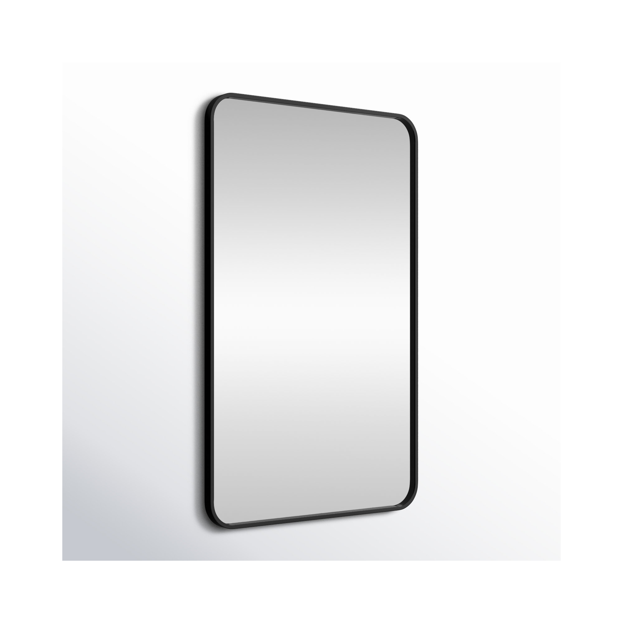 Sabine Metal Rounded Rectangle Wall Mirror, 36" x 22", Black
