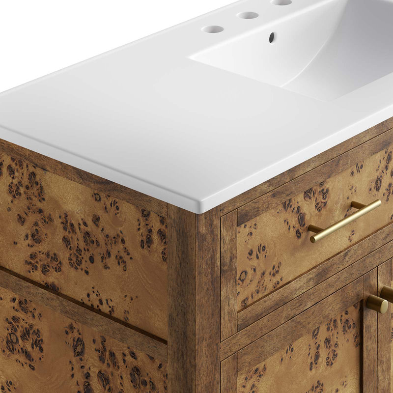 Meuble-lavabo sur pied simple 48 po avec plateau en bois manufacturé Modway Elysian, Blanc, Brun