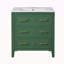 Ensemble de meuble-lavabo simple 30 po avec 3 tiroirs, meuble-lavabo autoportant avec cadre en bois massif, vert 30 po-118592782