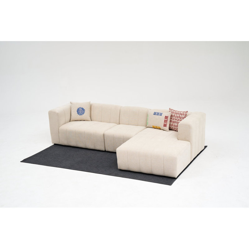 Canapé modulaire 50,304 po Tinnelle, 100 % polyester crème, Accoudoir à gauche (vu de face)